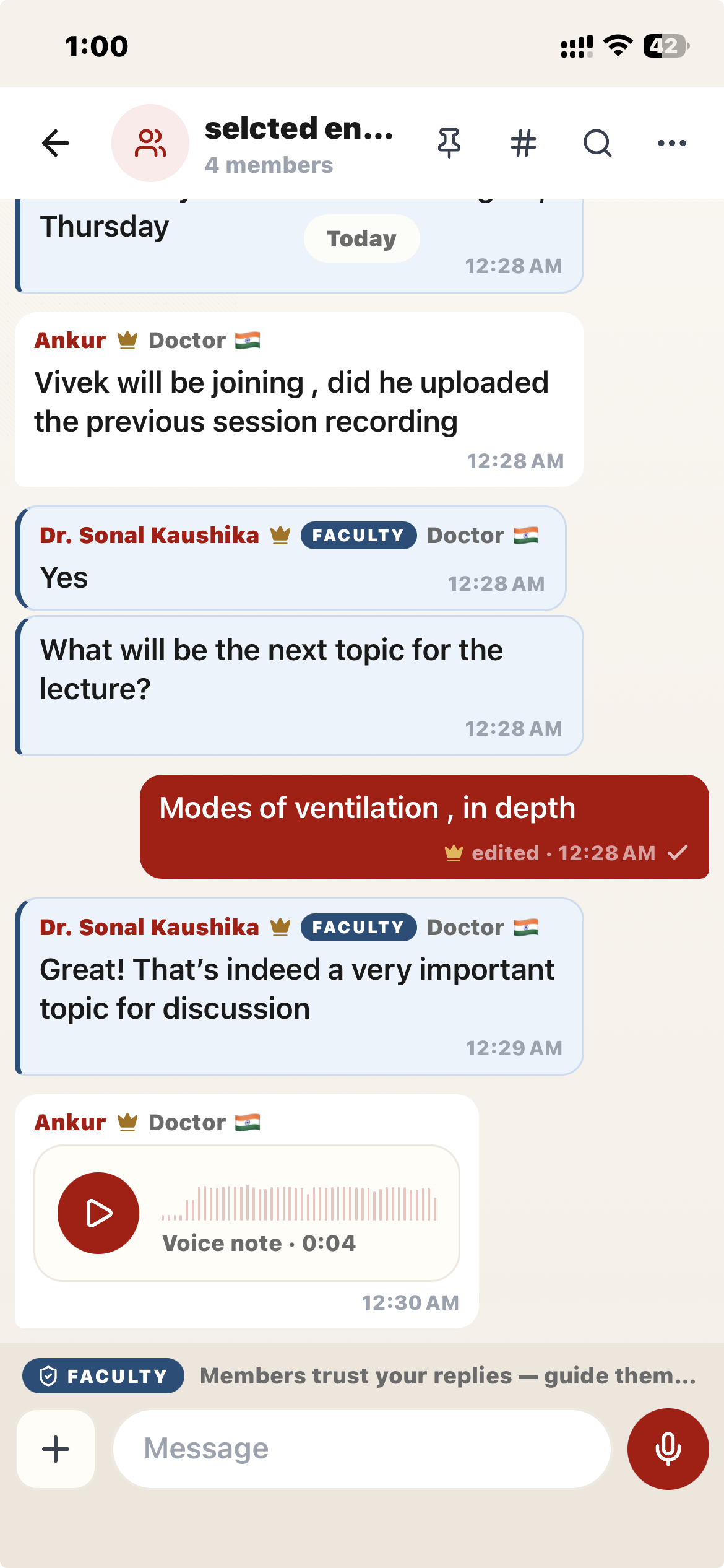 Community chat conversation
